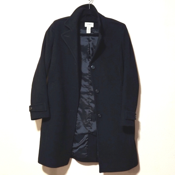 L. L. Bean Classic Lambswool Polo Coat 3/4 Length Black Size 12 LIKE NEW! - Picture 2 of 14
